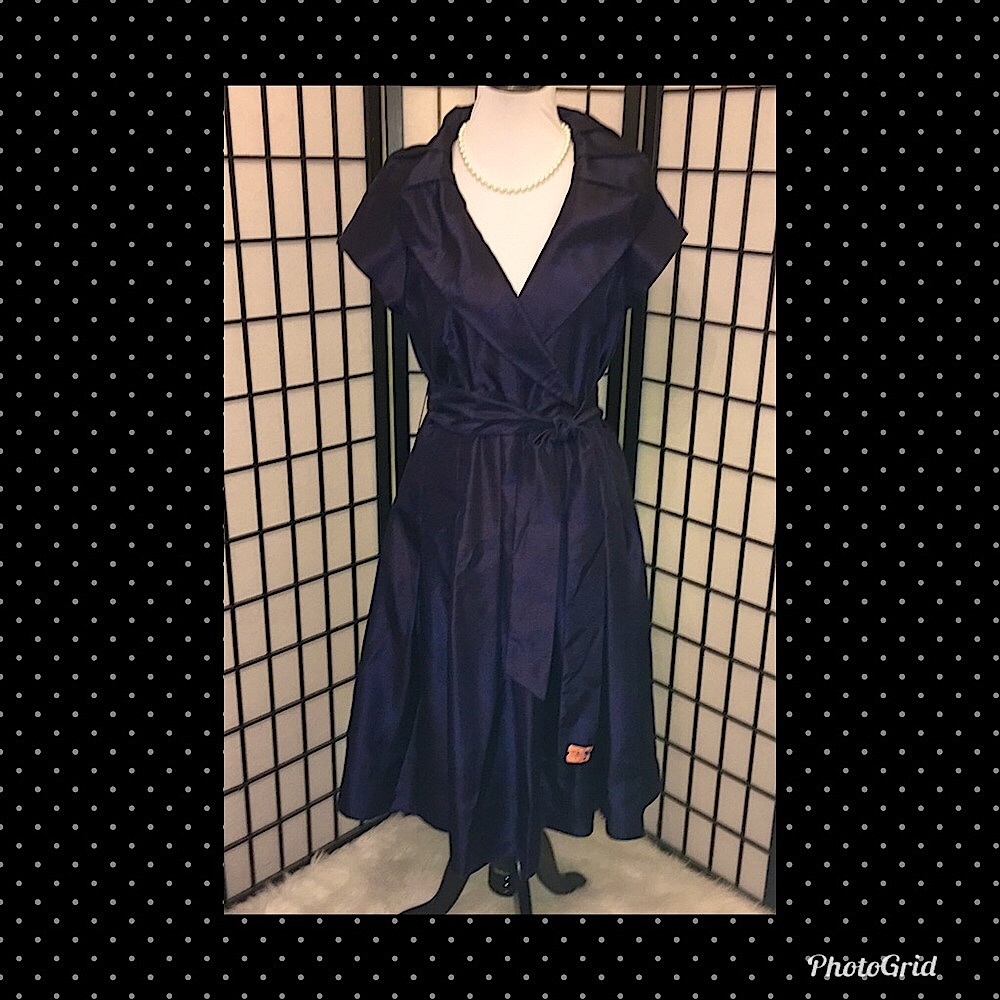 Gorgeous Vintage Style Eliza J Navy Dress 12